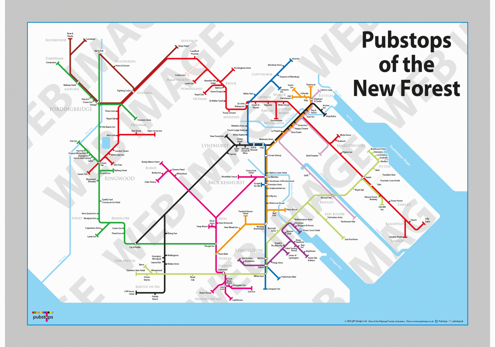 Pubstops of New Forest Poster | The Original Pub Maps | Pubstops.co.uk